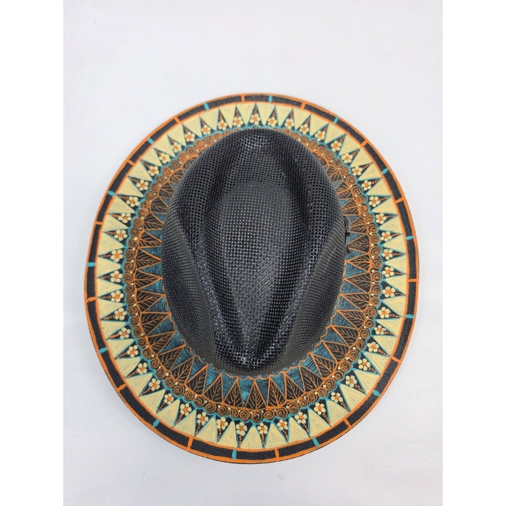 Madalais Mexican Hand Painted Fedora Floral Straw Hat Boho Chic Cowgirl 3311 - Picture 2 of 8